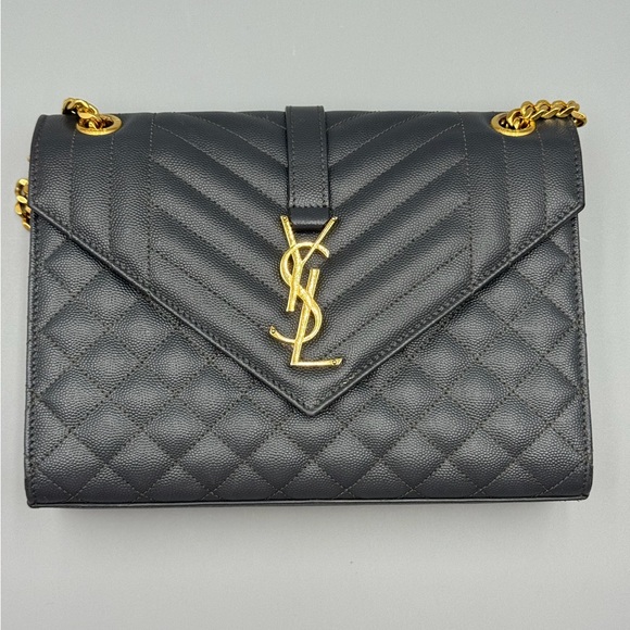 YSL Grey / Blue Medium triquilt flap bag - Picture 2 of 12